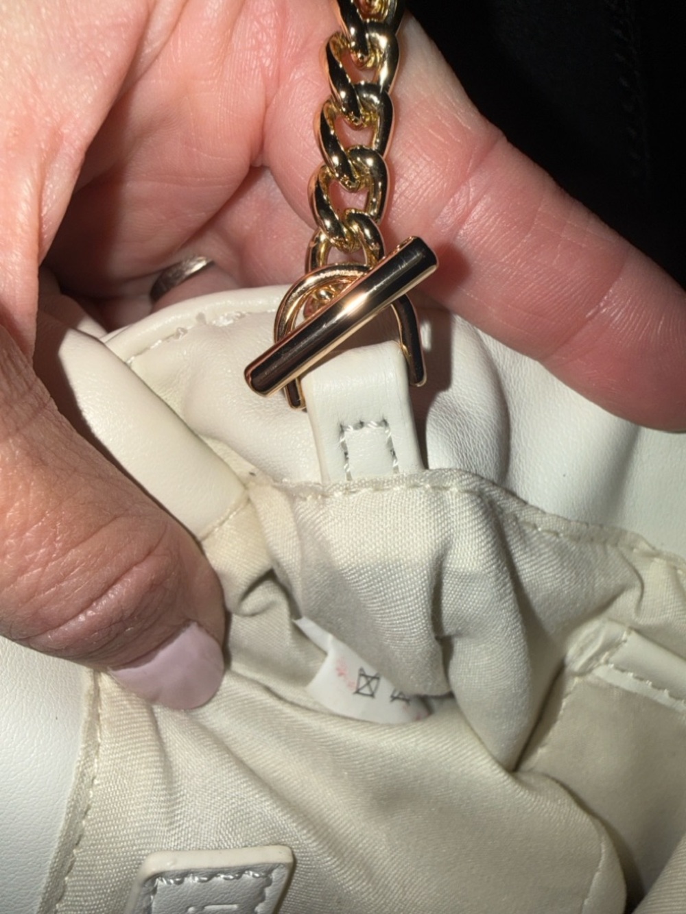 Bellini White Knot Detail Crossbody with Gold Chain - Picture 3 of 6